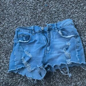 SHEIN Blue Distressed Jean Shorts